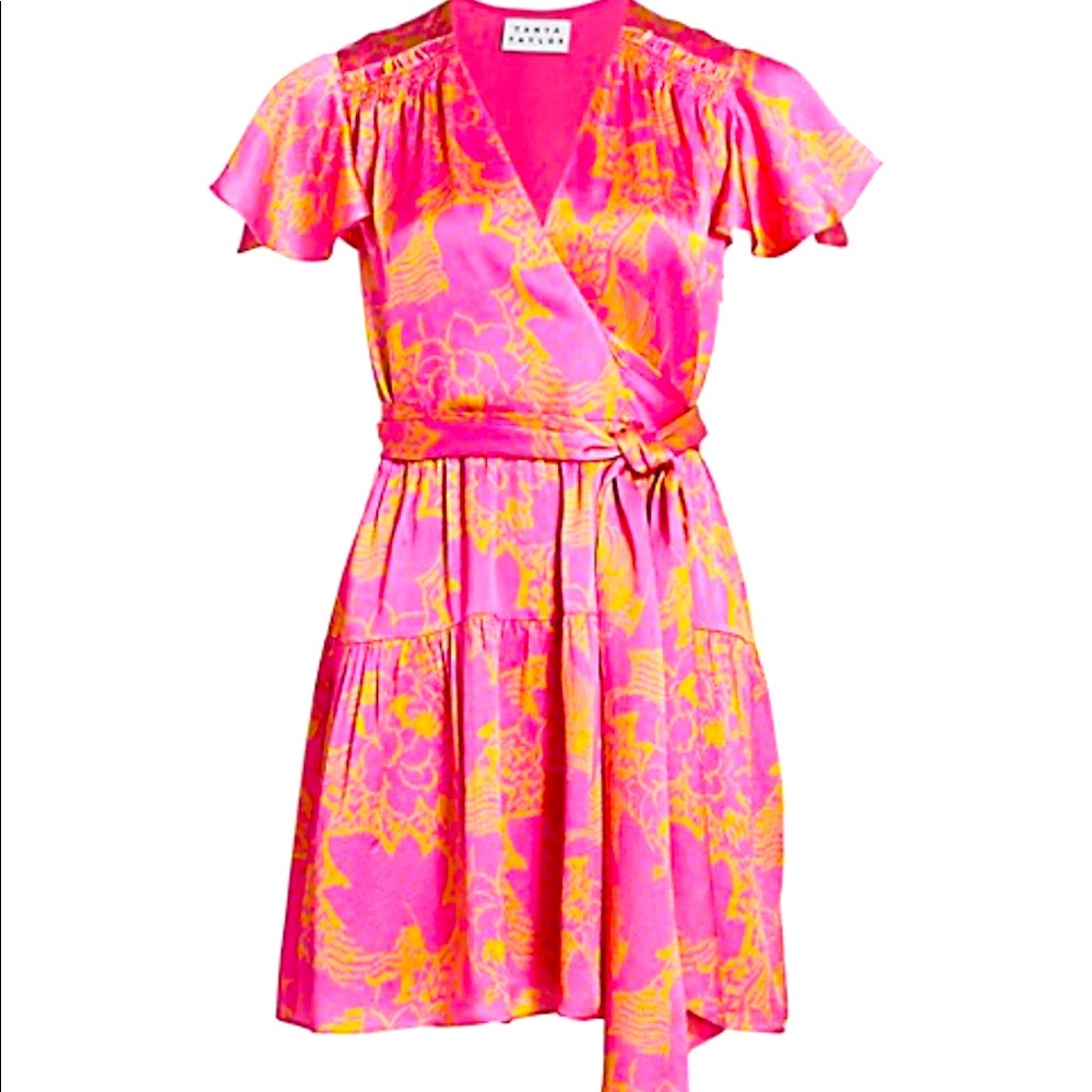 Tanya Taylor silk flowered wrap dress